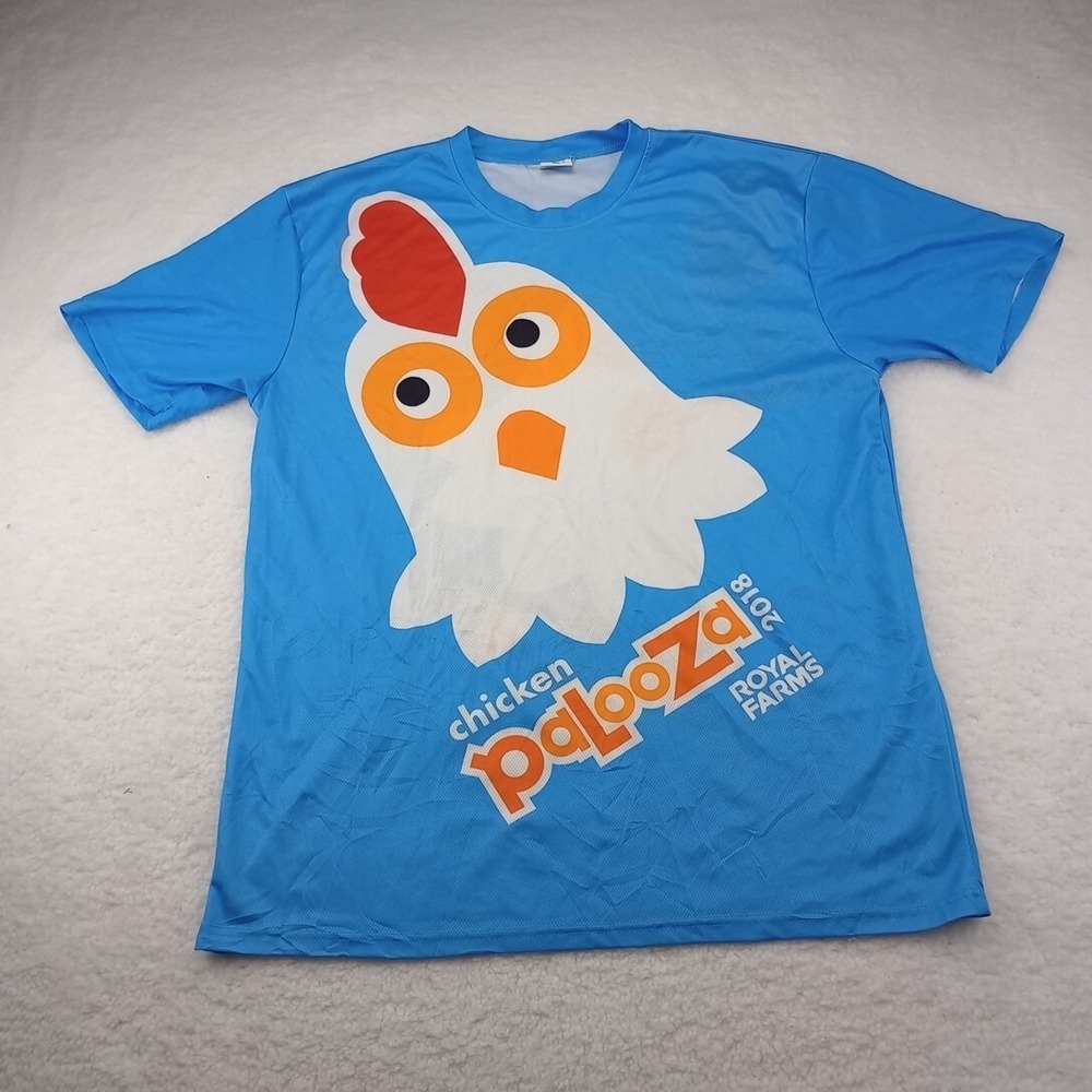 2018 ROYAL FARMS CHICKENPALOOZA T SHIRT MENS  2XL Light BLUE WHITE FRIED CHICKEN